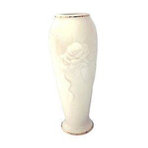 Lenox Rose Vase Blossom Bud Flower Ivory Cream 24K Gold Trim 6” 1980s VINTAGE